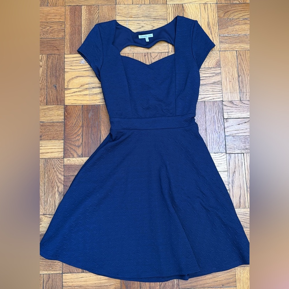 Charlotte Russe Navy Blue Heart Shaped Open Back Mini Dress